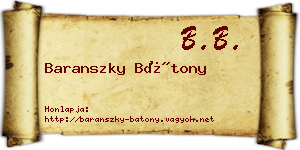 Baranszky Bátony névjegykártya